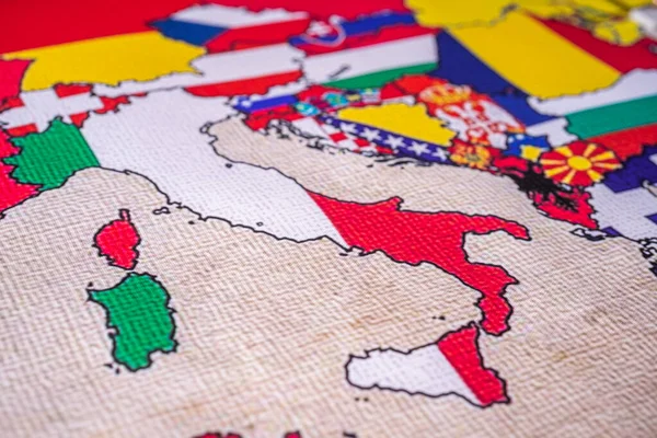 Italia Con Bandera Mapa Erope Fondo —  Fotos de Stock