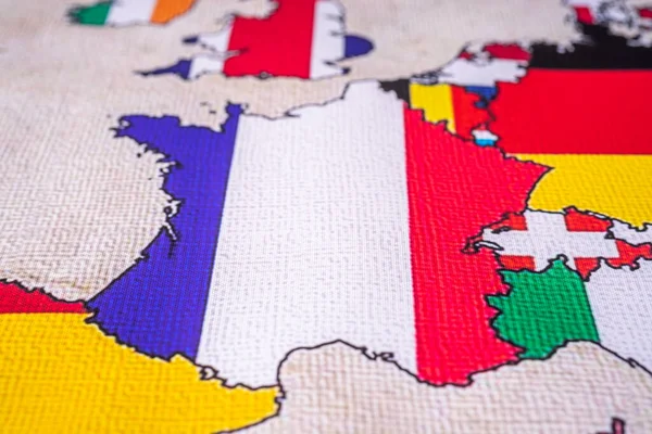 França Com Bandeira Erope Mapa Fundo — Fotografia de Stock