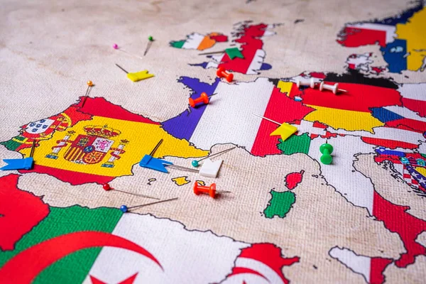 有国旗的欧洲地图 — 图库照片