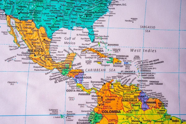 Central America on map travel background texture