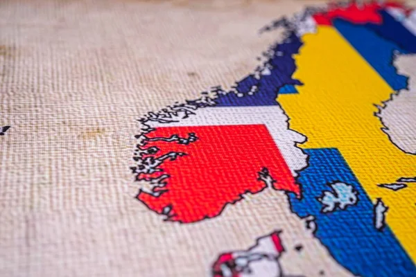 欧洲背景地图上的挪威和瑞典 — 图库照片