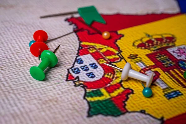 Πορτογαλία Σημαία Στο Φόντο Χάρτη Του Erope — Φωτογραφία Αρχείου