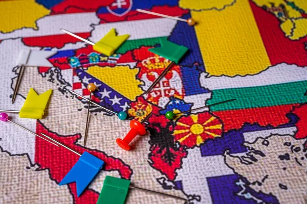 Balkánské Země Mapě Evropy Pozadí — Stock fotografie