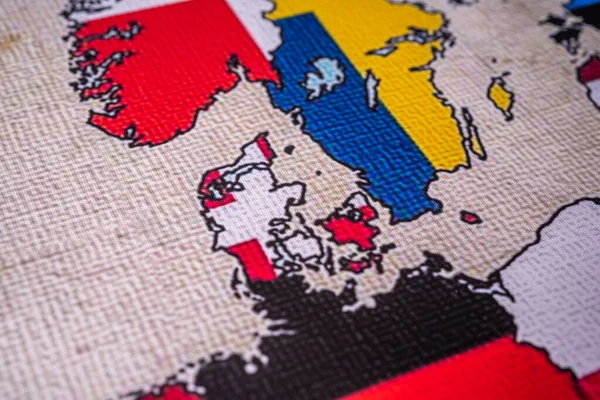 欧洲地图背景上的丹麦 — 图库照片