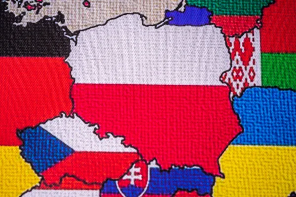 欧洲地图背景上的波兰 — 图库照片
