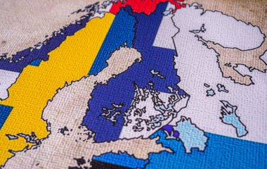 Finlandiya Avrupa haritasında arka planda