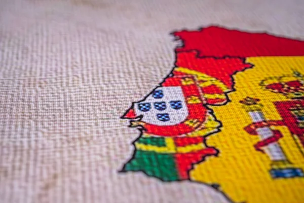 Portugal Mit Fahne Auf Dem Hintergrund Der Erope Karte — Stockfoto