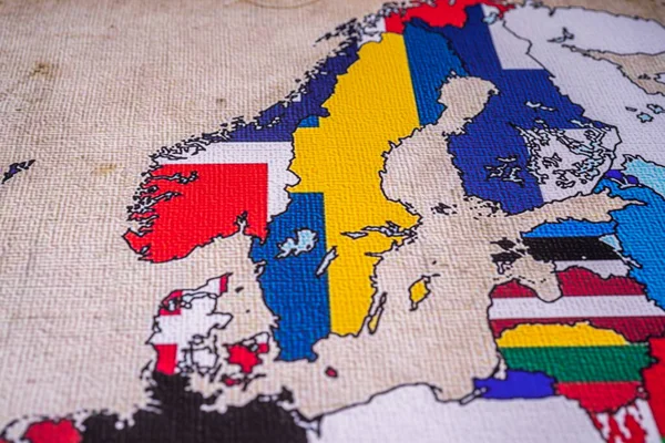 Noruega Suecia Mapa Europa Antecedentes —  Fotos de Stock