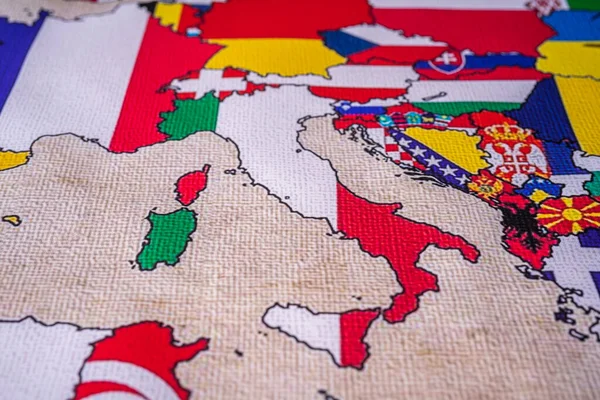 Itália Com Bandeira Fundo Mapa Erope — Fotografia de Stock
