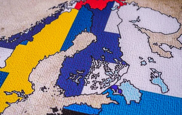 Finland on map of Europe background