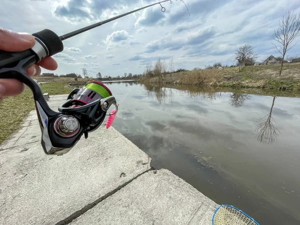 Pesca Truta Fundo Lago — Fotografia de Stock