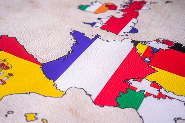 Francia Con Bandiera Sfondo Mappa Erope — Foto Stock