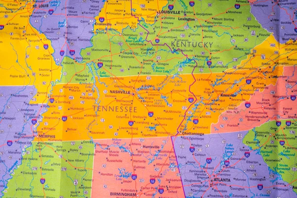 Tennessee State on map travel background