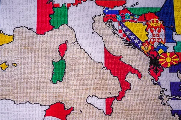 Itália Com Bandeira Fundo Mapa Erope — Fotografia de Stock