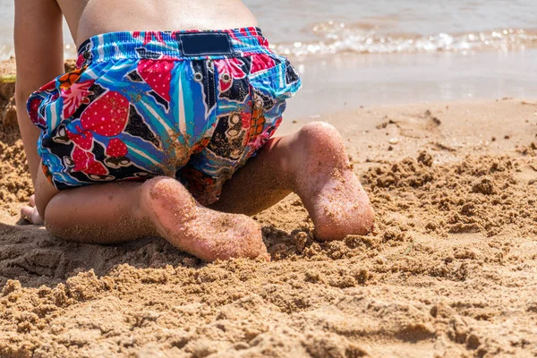 Kinderfüße Sand Meeresstrand — Stockfoto