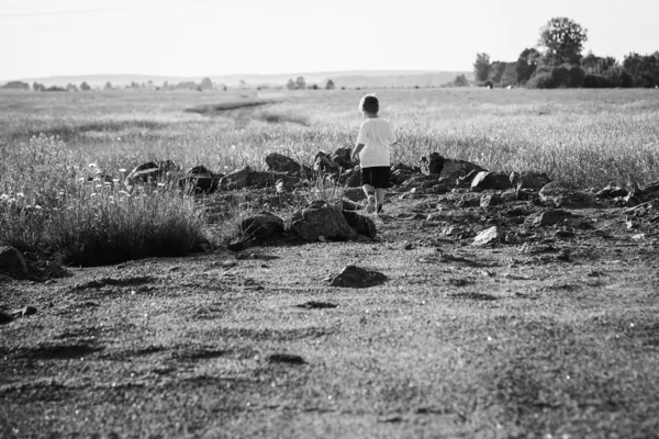 Rapaz no campo — Fotografia de Stock