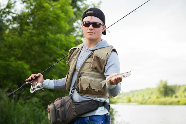 Man fishing — Stock Photo, Image