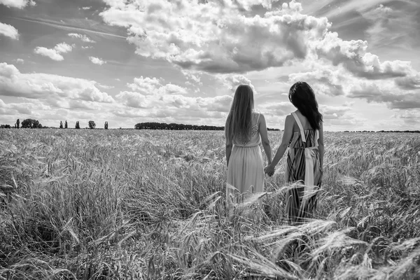 Meninas no campo — Fotografia de Stock