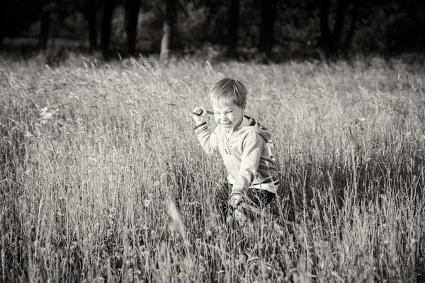 Jongen in veld — Stockfoto