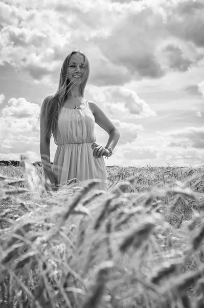 Woman on nature background — Stock Photo, Image