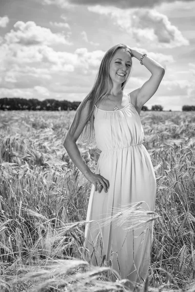 Woman on nature background — Stock Photo, Image