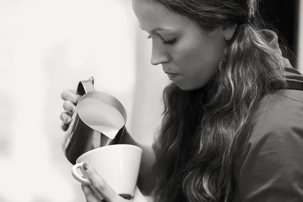 Žena káva — Stock fotografie