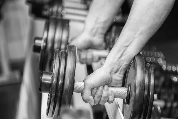 Hands holding dumbbell. — Stock Photo, Image