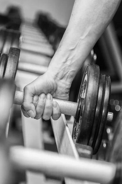 Hands holding dumbbell. — Stock Photo, Image