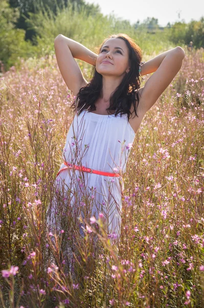 Mujer en el campo de verano —  Fotos de Stock