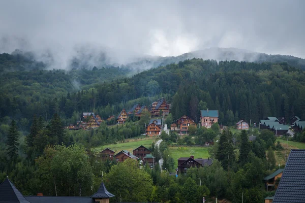 Beautiful green landscape with houses — Stock Photo, Image