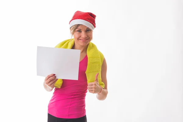 Blonde in a Christmas hat — Stock Photo, Image