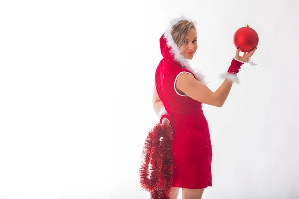 Athletic blonde in a Christmas costume — Stock Photo, Image