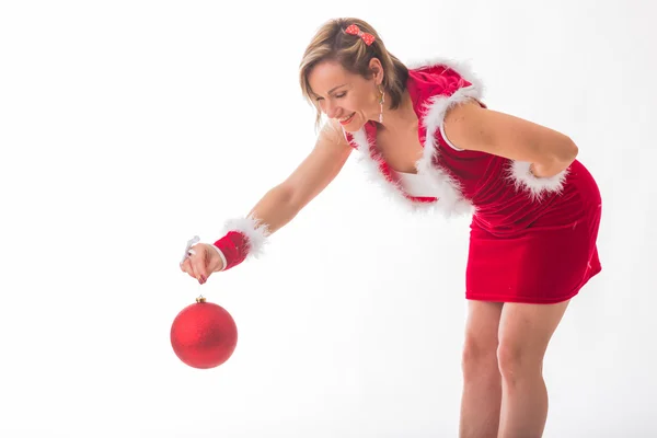 Atletik sarışın bir Noel kostümü içinde — Stok fotoğraf