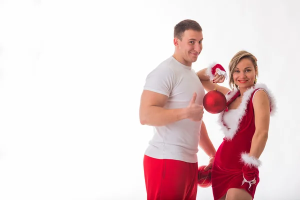 Man and woman in Christmas costume — Stock Photo, Image