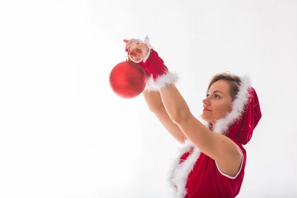 Loira atlética em um traje de Natal — Fotografia de Stock