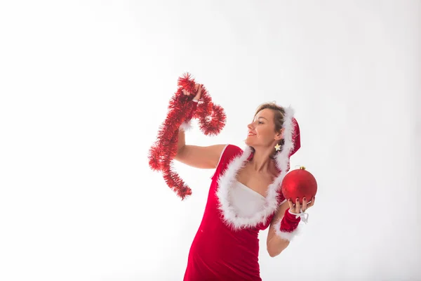 Athletic blonde in a Christmas costume — Stock Photo, Image