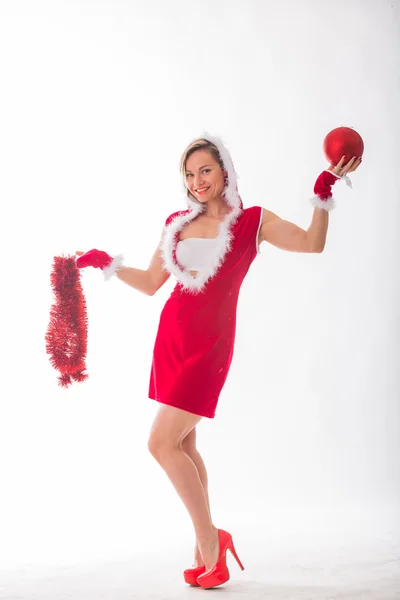 Atletik sarışın bir Noel kostümü içinde — Stok fotoğraf