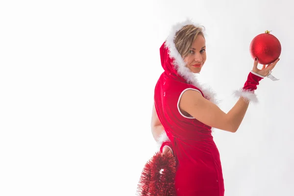 Athletic blonde in a Christmas costume — Stock Photo, Image