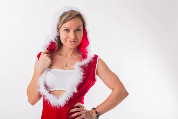 Athletic blonde in a Christmas costume — Stock Photo, Image