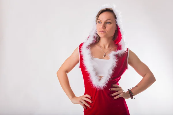 Athletic blonde in a Christmas costume — Stock Photo, Image