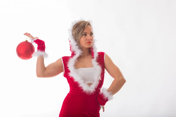 Athletic blonde in a Christmas costume Royalty Free Stock Images
