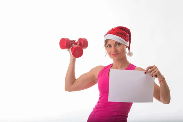 Blonde in a Christmas hat — Stock Photo, Image