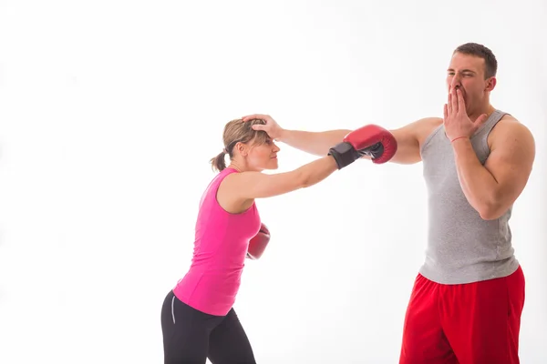 Deportivo hombre y mujer luchando —  Fotos de Stock