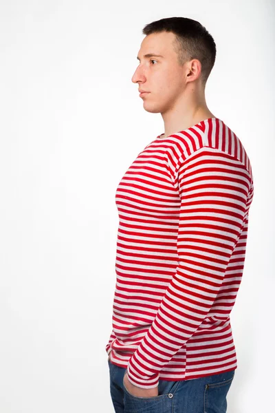 Musculoso hombre con una ropa a rayas —  Fotos de Stock