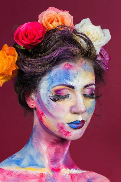 Model with colorful make-up — Stock Photo, Image