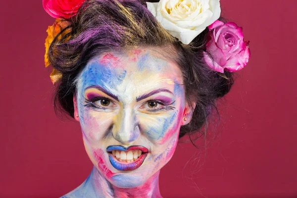 Model with colorful make-up — Stock Photo, Image