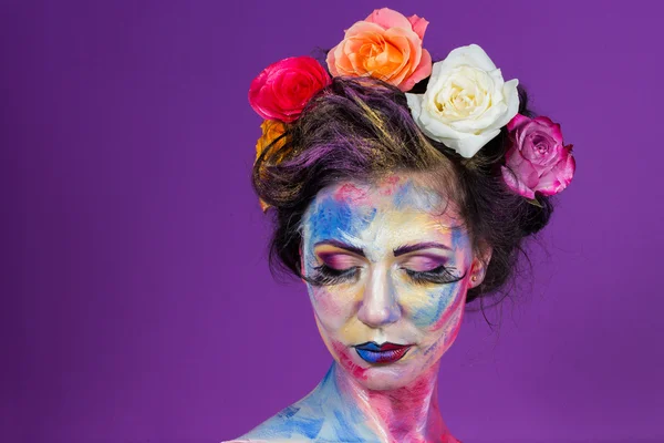 Model with colorful make-up — Stock Photo, Image