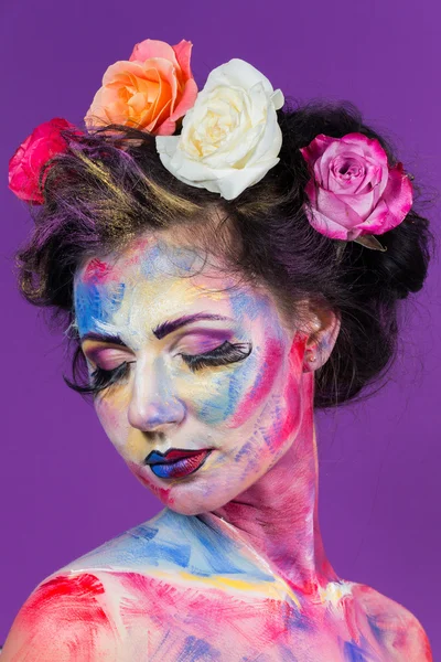 Model with colorful make-up — Stock Photo, Image