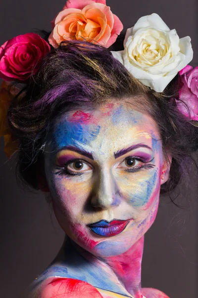 Model with colorful make-up — Stock Photo, Image