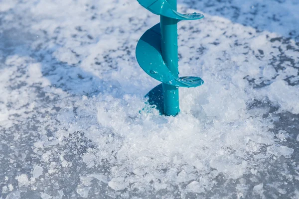 Blue drill for ice — Stock Photo, Image